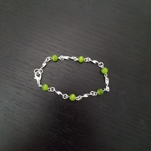 Silver & Green Twist Chain Bracelet